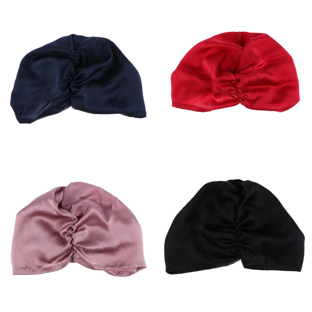 100% Silk Sleeping   Sleep Hat Night Hair Care Bonnet Scarves Wrap Elastic