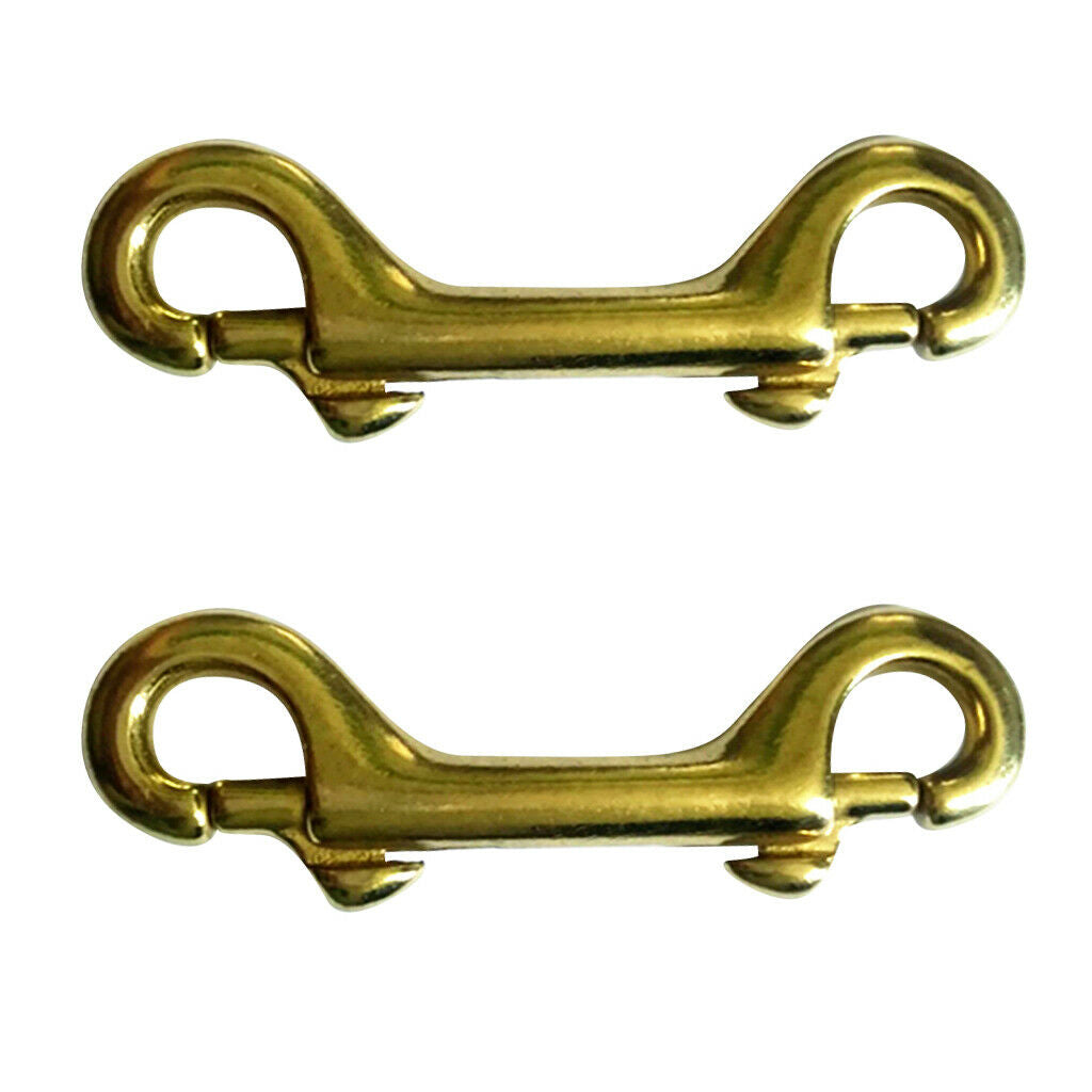 2x Solid Brass Double End  Snap  Hook Key Holder Key Chain 3-1/2