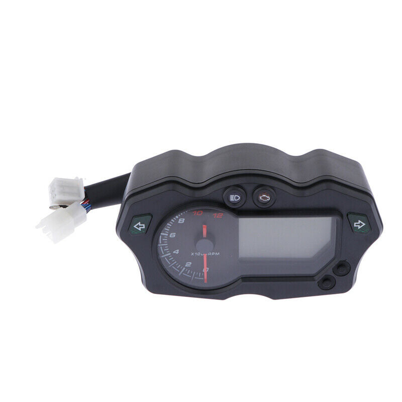 12000RPM 12V Motorcycle 7Color Backlight LCD Digital Speedometer Tacho Odo Gauge