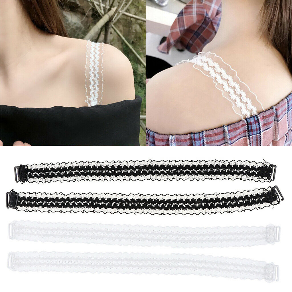2 Pair Removable Nonslip Lace Bra Straps Elastic Shoulder Strap Replacement