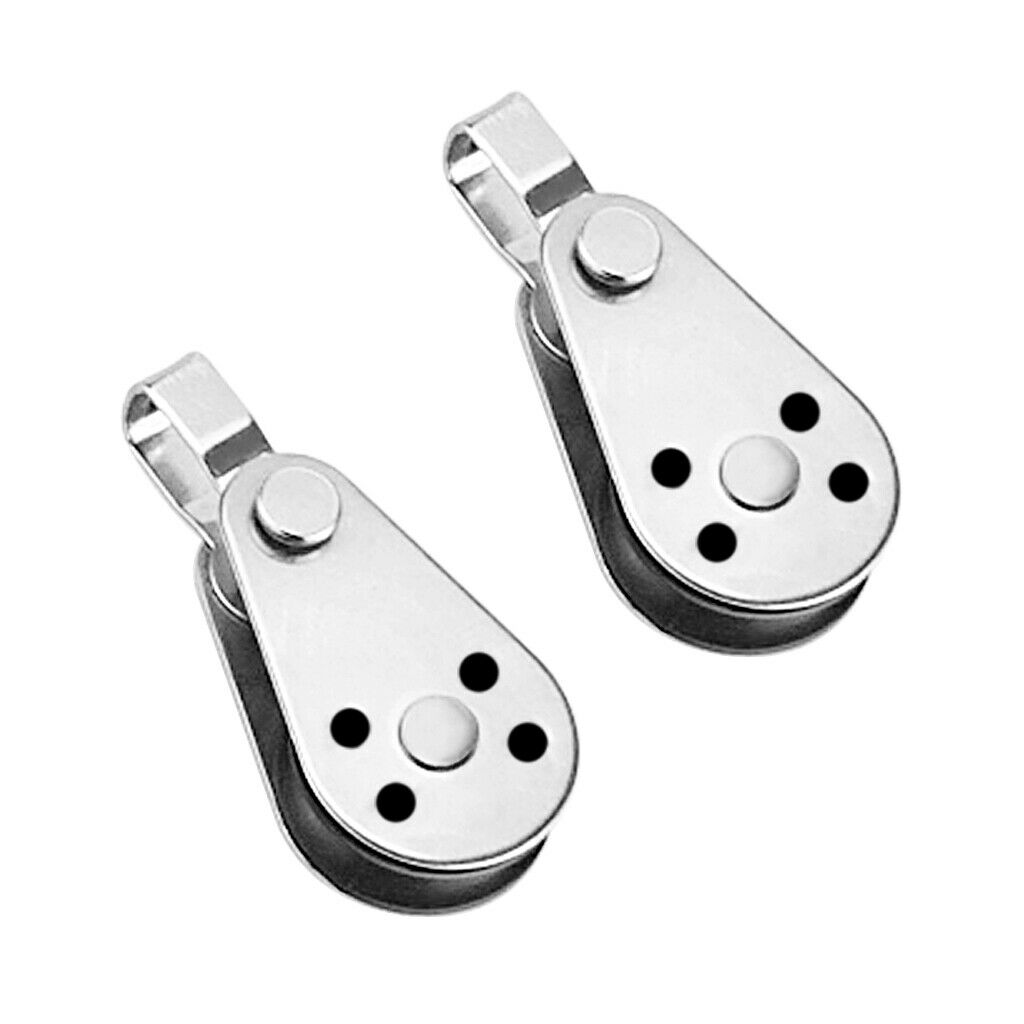 2pcs Rope Pulley Block 316 Stainless Steel Fixed Sheave for Marine Kayak Canoe
