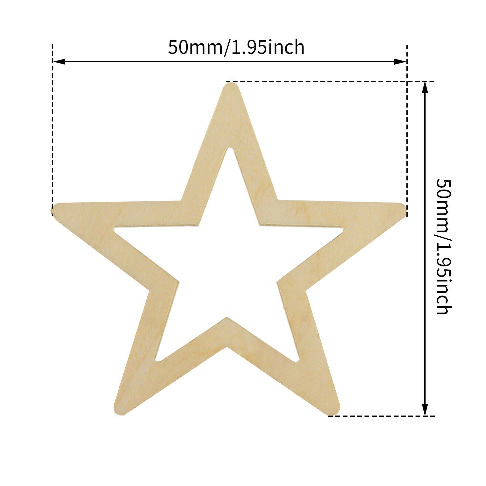 25 Pieces 50mm Hollow Star Shape Unfinished Wooden Embellishments Crafts