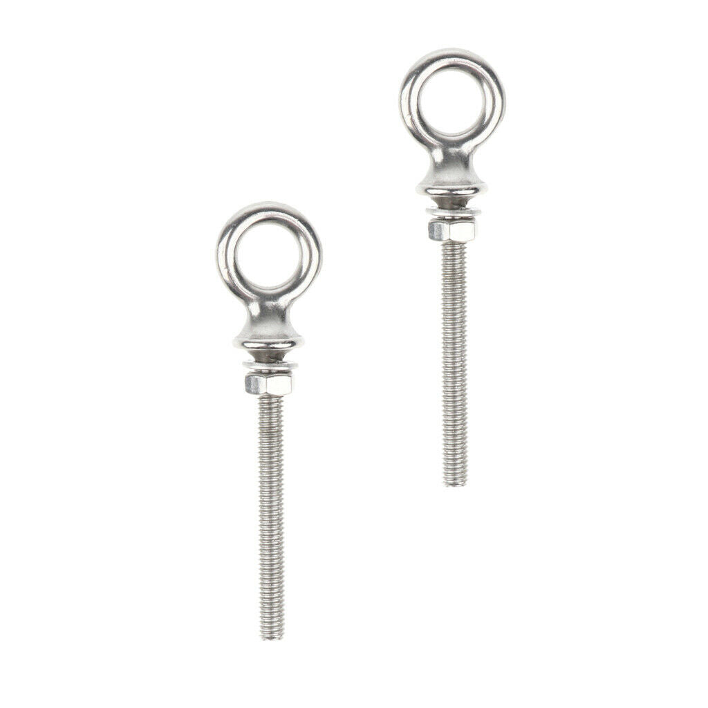 2Pcs M8 80mm Eye Bolt Kit Stainless Steel with Nut and Washer