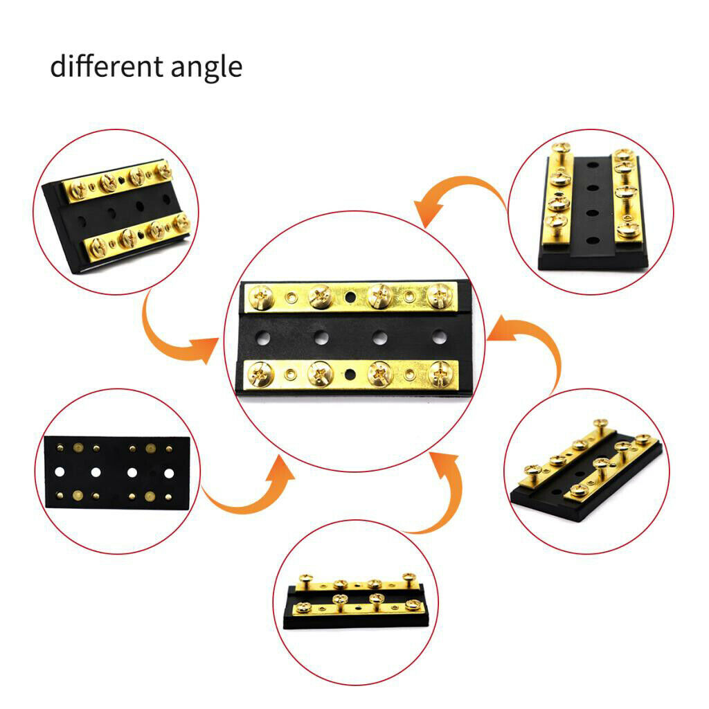 2Pcs Engine Car 4 Gang Duel Buss Bar Block 8 Terminal 32V 60A Dual Bus Bar