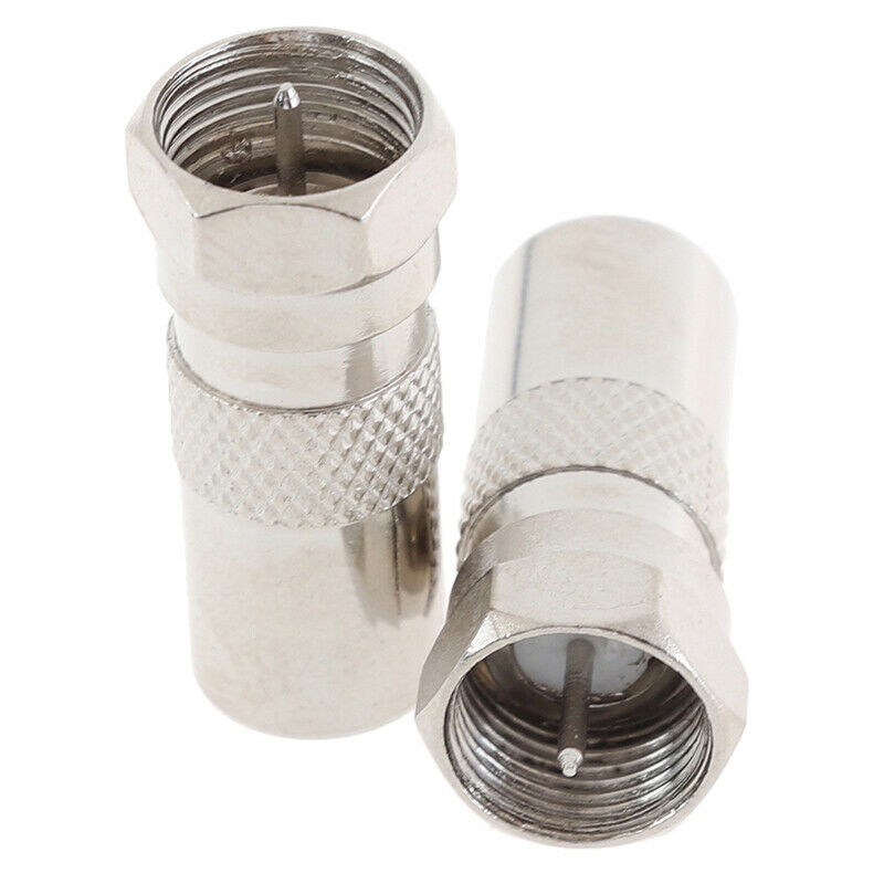 2Pcs F Type Male Plug Connector Socket to RF Coax TV Aerial Male Adapt.l8