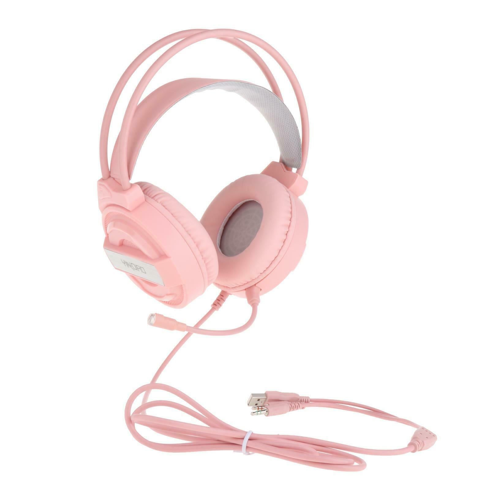 with Mic Over Ear Gaming Headset Headphones for Gamer Soft Earmuffs Pink