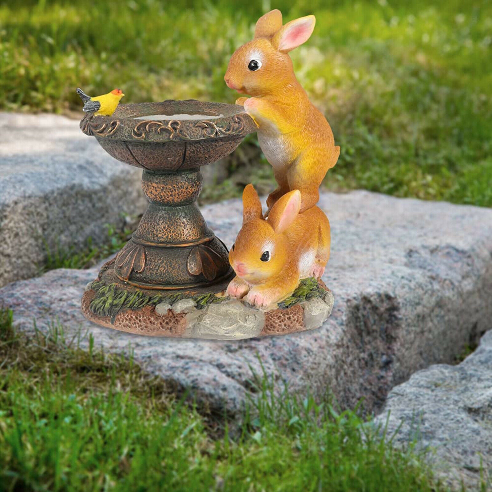Home Rabbit Statue Courtyard Solar Light Yard Decoration Lighting Craft