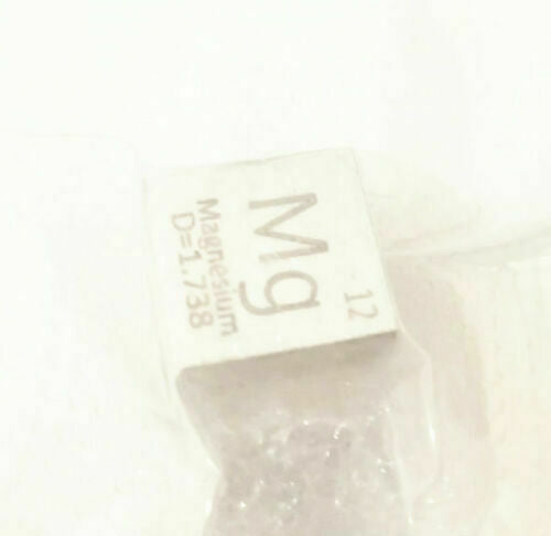 99.99% Pure Magnesium Mg Carved Element Periodic Table 10 mm Cube