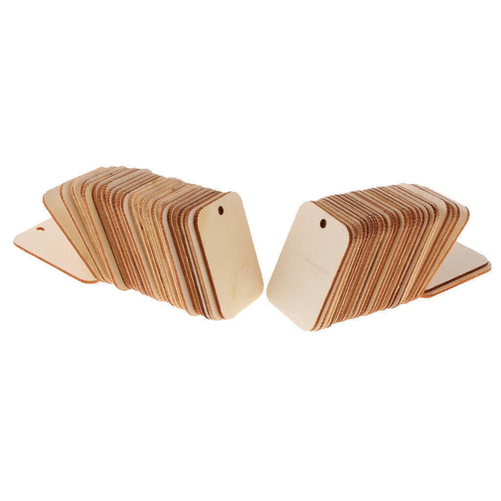75x Blank Natural Wood Gift Tags Hanging Label Wedding Party Message Board