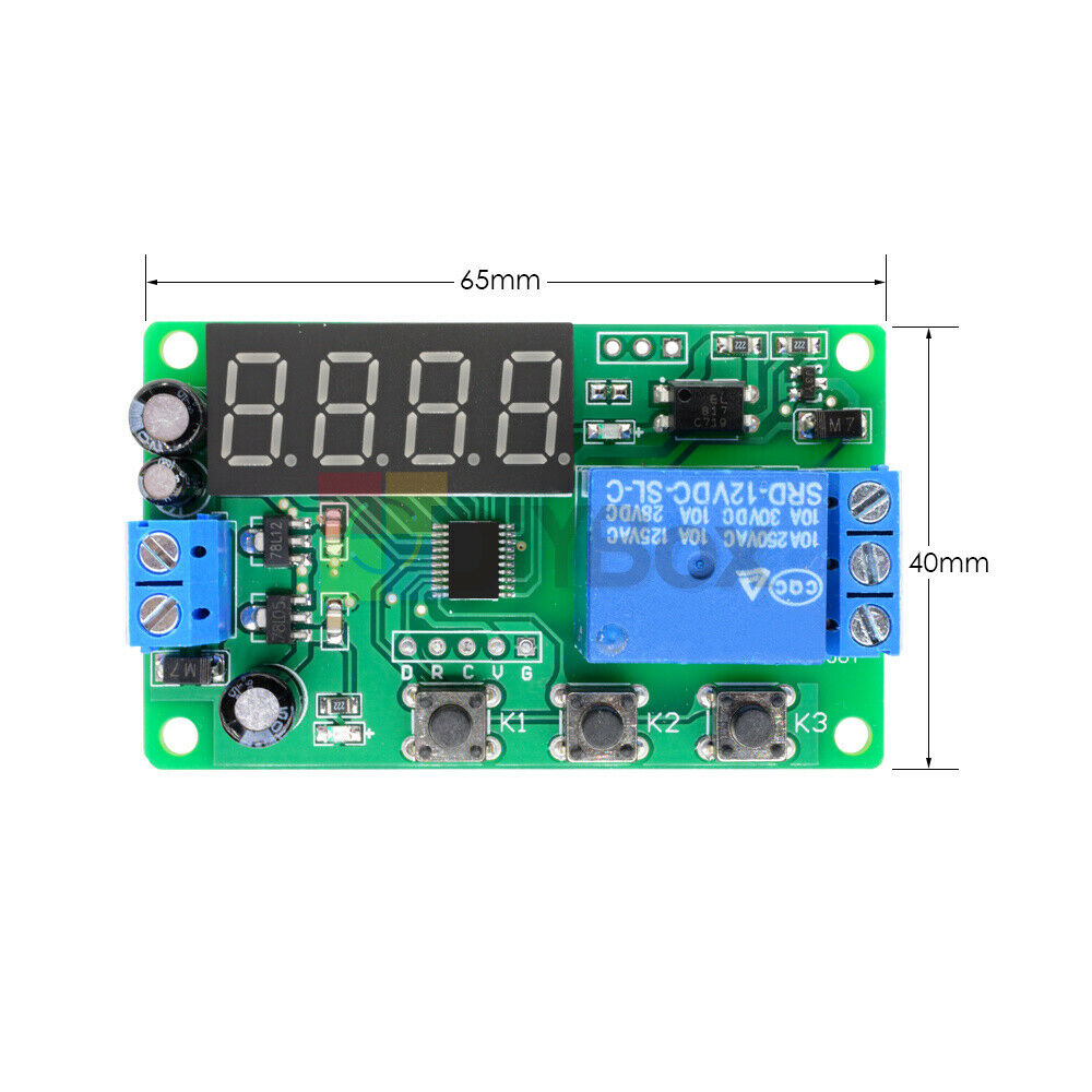 DC12V 4 Digital LED Automation Delay Relay Module Timer Control Switch PCB Board