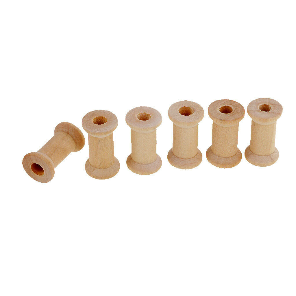 50 Unfinished Wood Spools Thread Bobbins Cord Wire Coil Wood Craft Sewing Notion