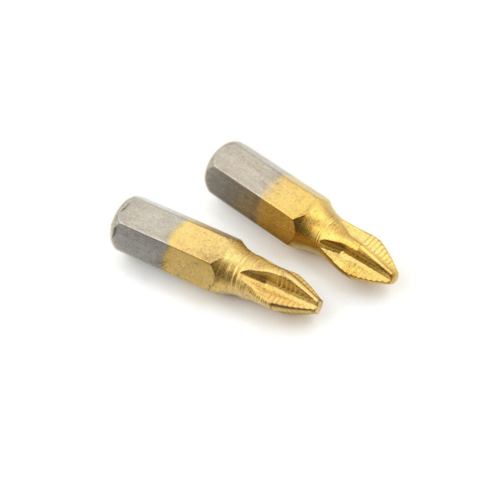 10Pcs/set 1/4" Titanium Coated Anti Slip Hex Shank PH2 Screwdriver Bit 25mDD