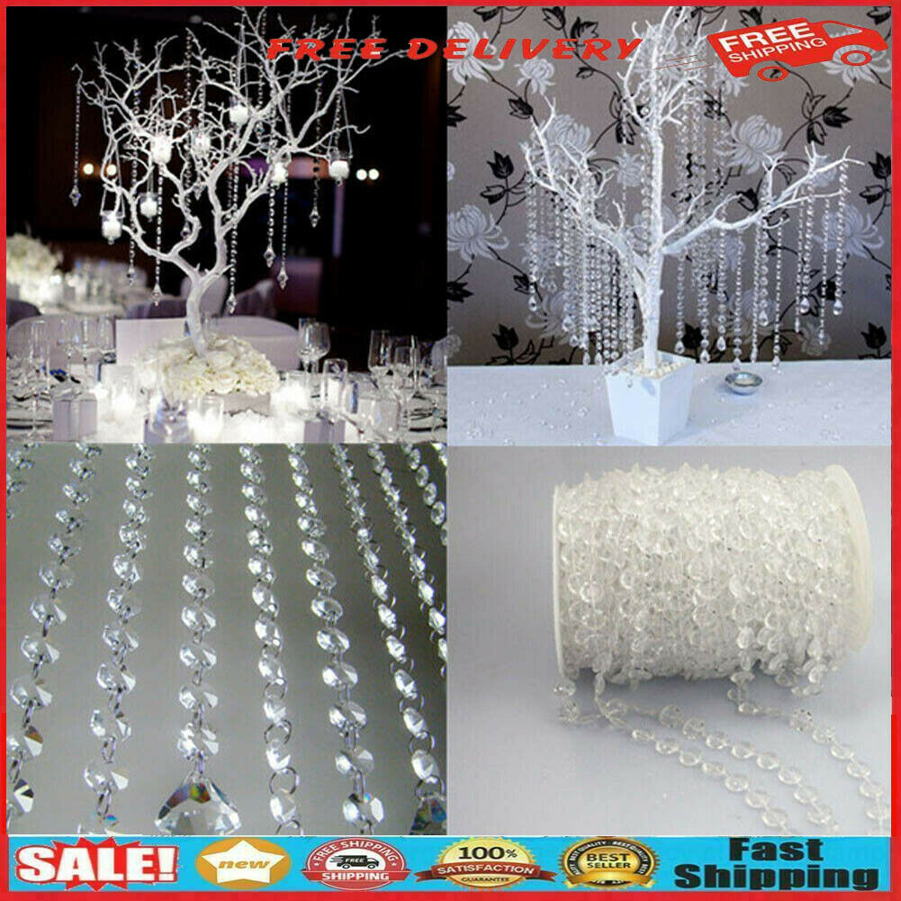 99FT Garland Diamond Acrylic Crystal Bead Curtain Wedding DIY Party Art Decor