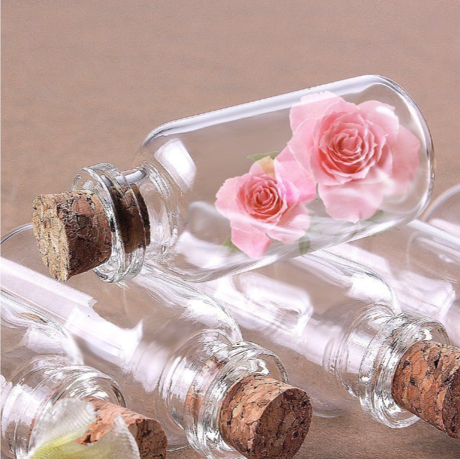 100PCS Small Bottles 0.5ml 11x18mm Clear Cork Vials Glass Bottles Wishing Bottle