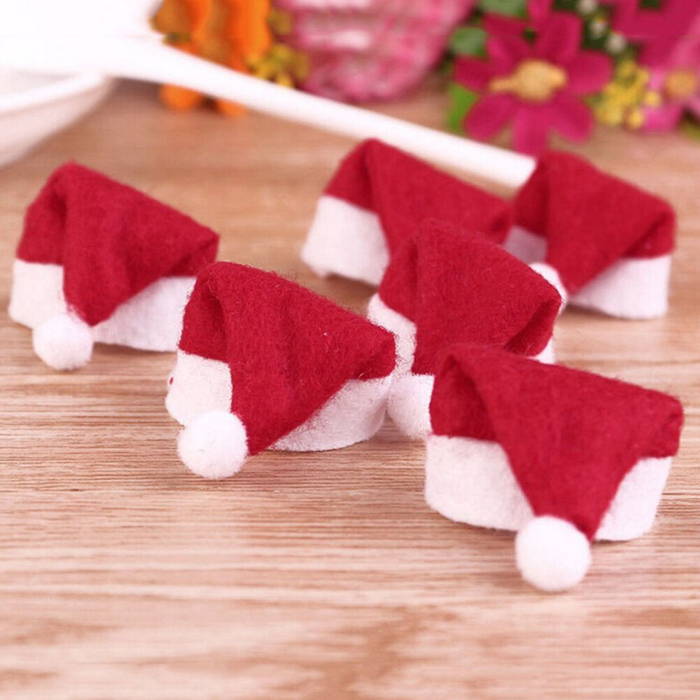 12Pcs New Mini Santa Hat Lollipop Cover Wraps Tops Toppers Christmas Decor.l8