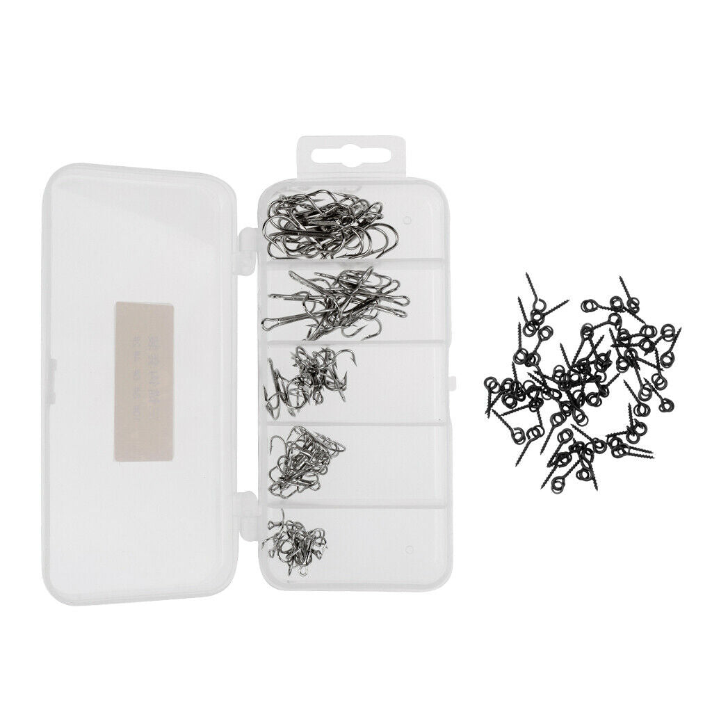 50 Pieces Treble Hooks High Carbon Barbed Box Fishing Hook