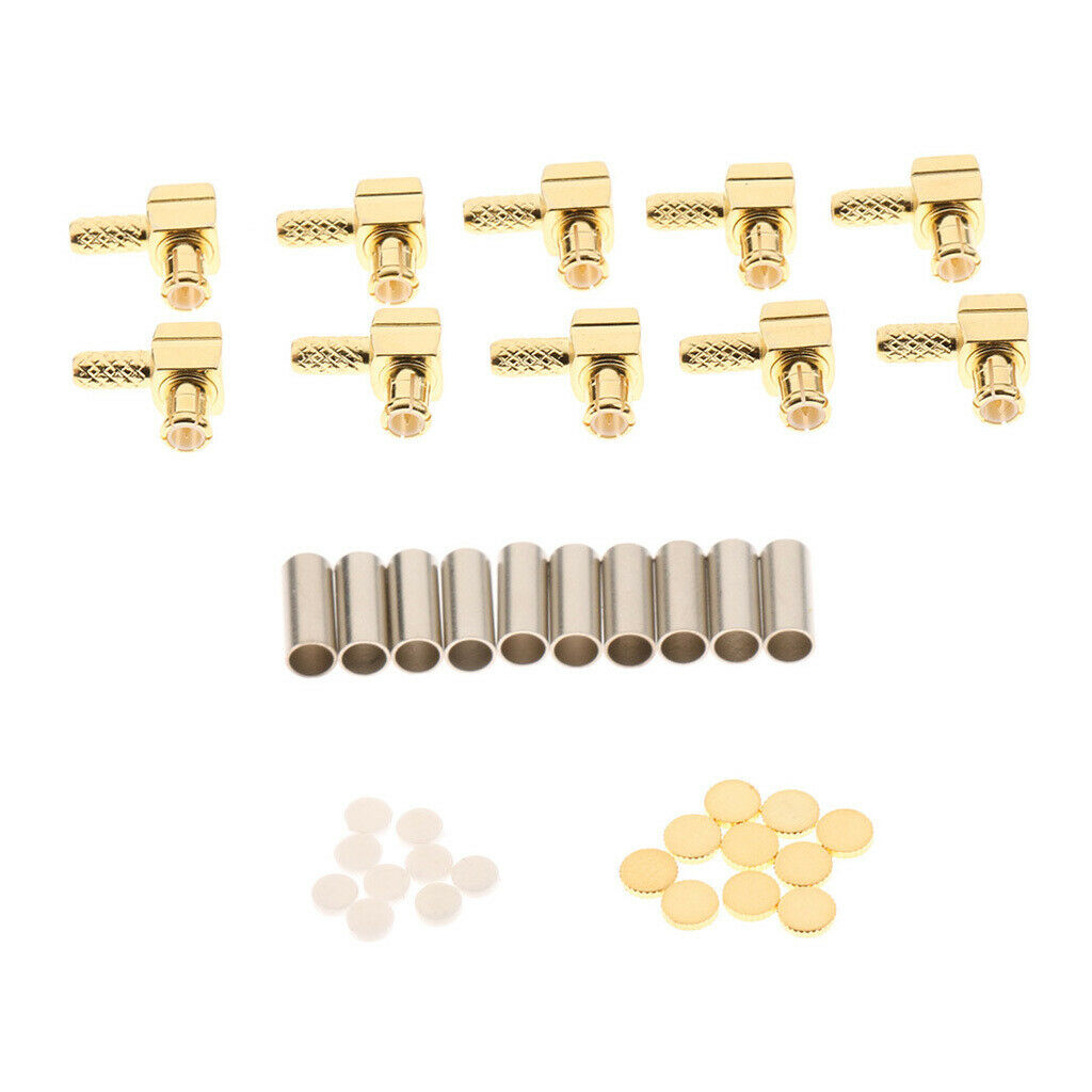 10 x RF MCX Male Plug Coax Connectors with Bulkhead Right Angle Type Crimp for