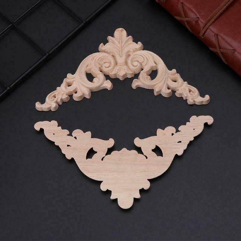 4pcs/set Wood Carved Corner Onlay Applique Unpainted Frame  Cupboard Cabinet For