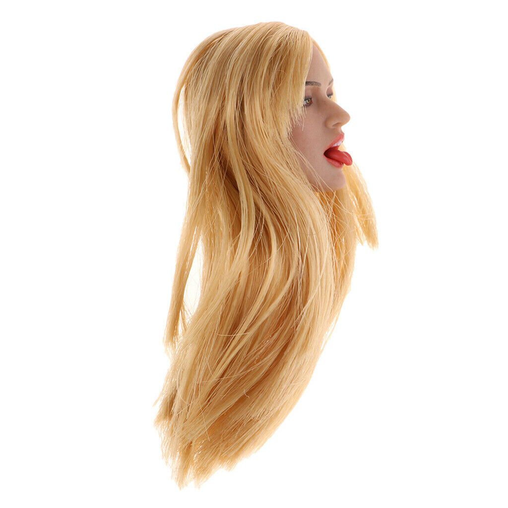 1/6 Female Carved Head Sculpture Blond Hair for 12inch Kumik CY CG Girl Body
