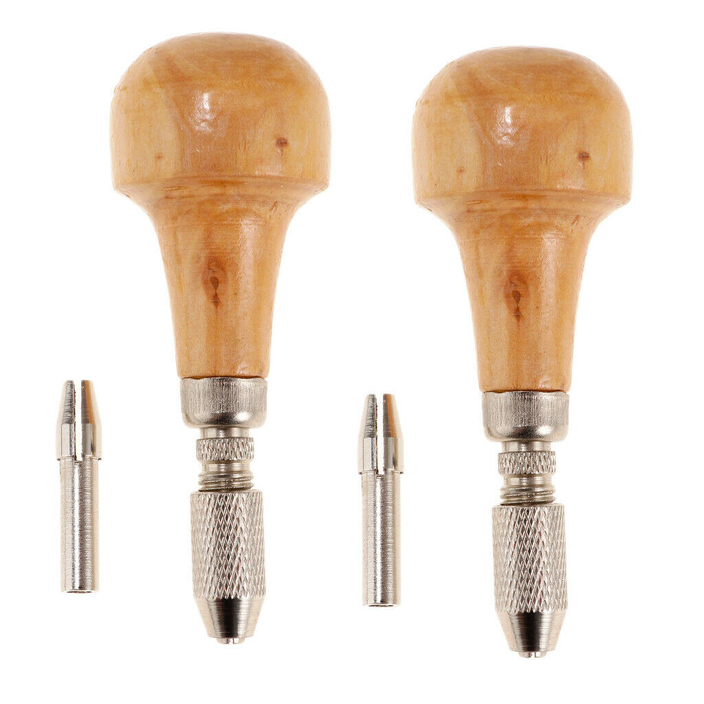 2 Sets Pin Vise Drill Bits Wood Handle Collet Watchmaking Jewelry Tool
