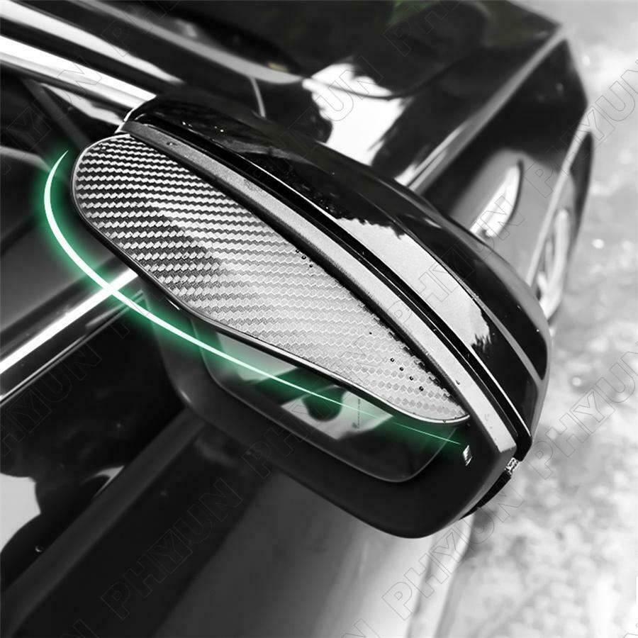 2x Carbon Fiber Style Car SUV Rear View Mirror Rain Guard Shield Cover Universal