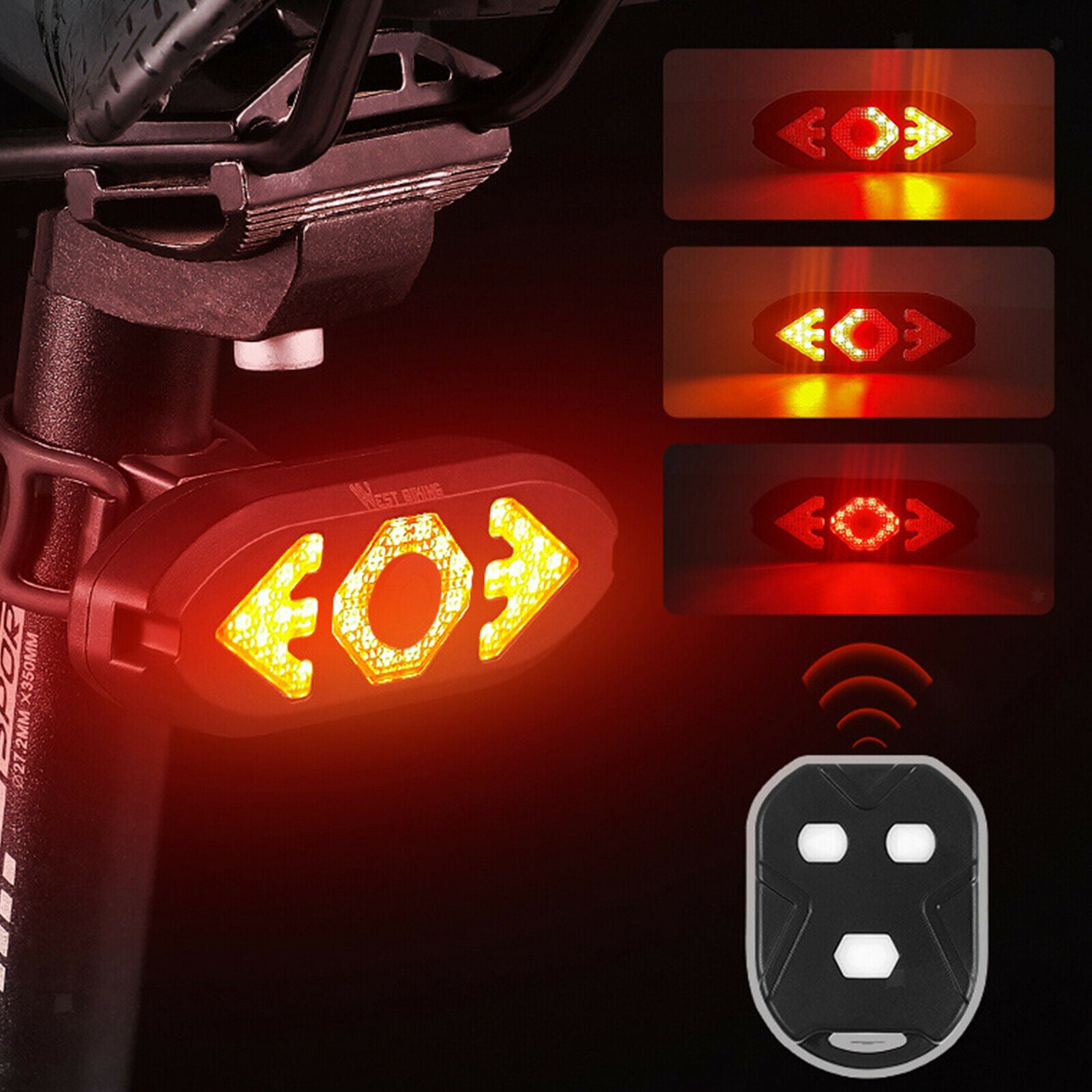 Bike Tail Light Waterproof Brake Rear Lights Wireless Remote Warning Light