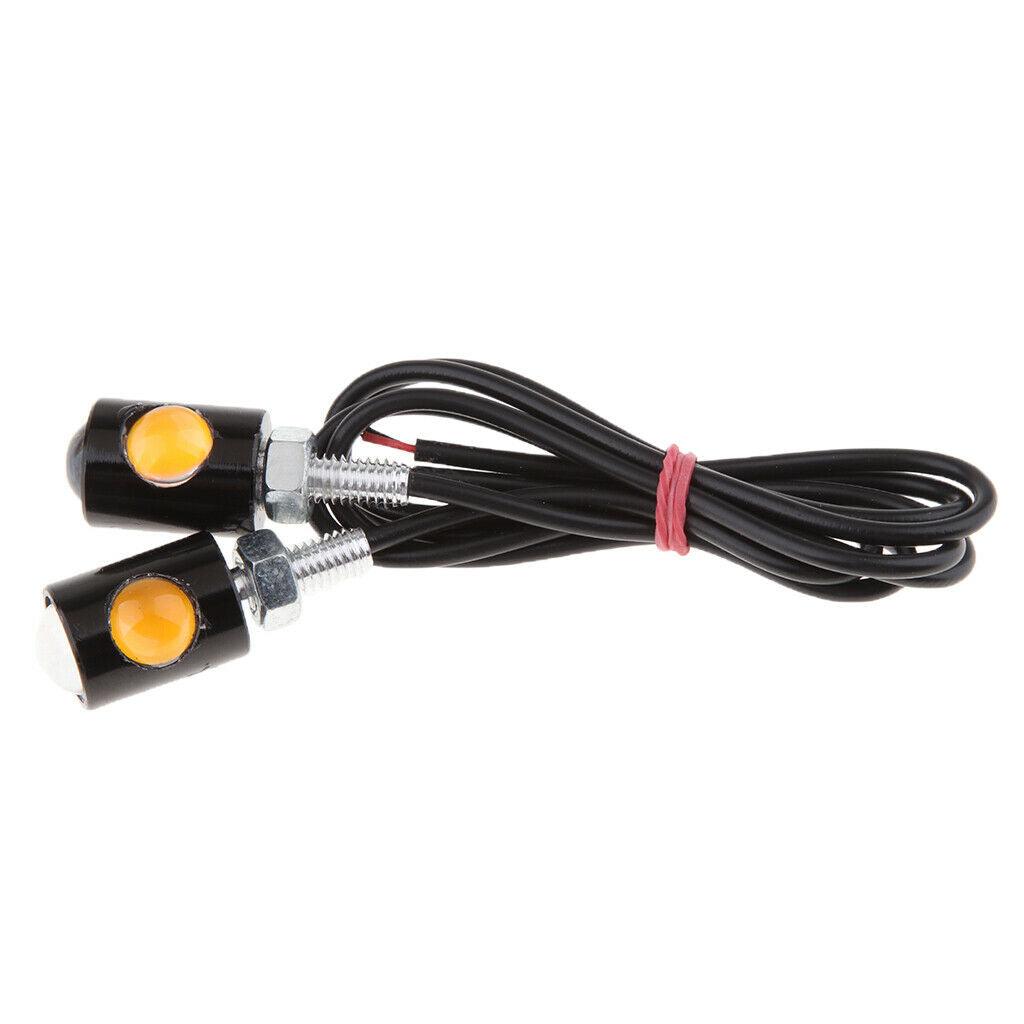 2XAmber LED SMD License Plate Stud Screw  Light, 12V For Moto Car