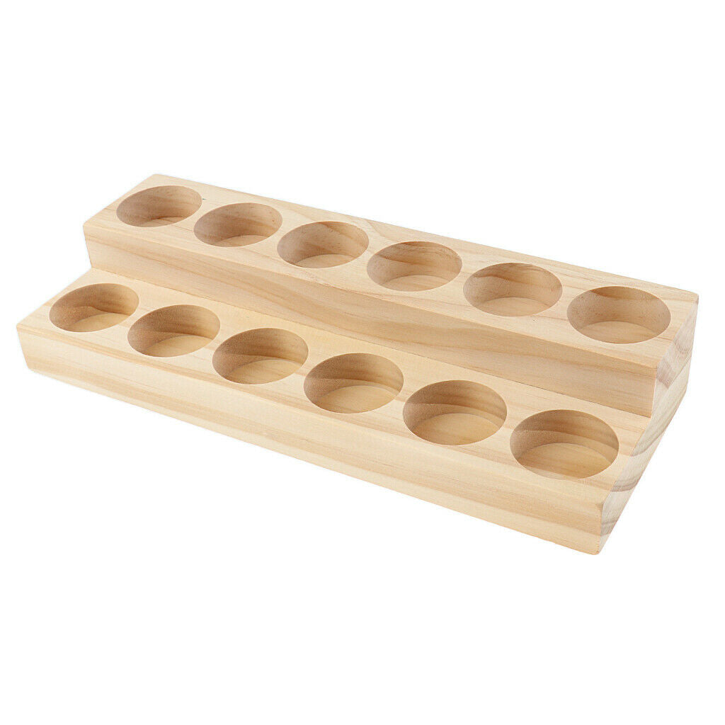 Wooden Essential Oil Roller Bottles Cosmetic Display Holder Shelf 12 Slots