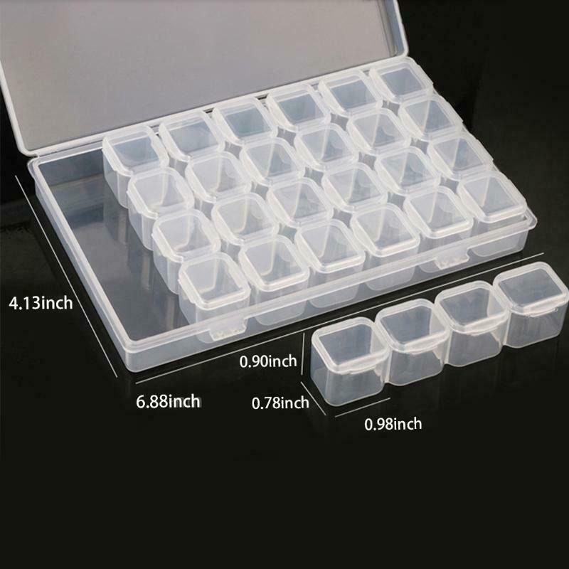 Transparent 28 Compartments Transparent Storage Box Plastic Tins Tools Storage