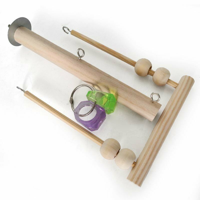 Wooden Parrot Bird Cage Perches Stand Tree Branch Pet Budgie Hanging ToysB Tt
