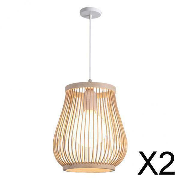 2X Bamboo Lampshade Restaurant Bar Bedroom Living Room Pendant Lamp Cover