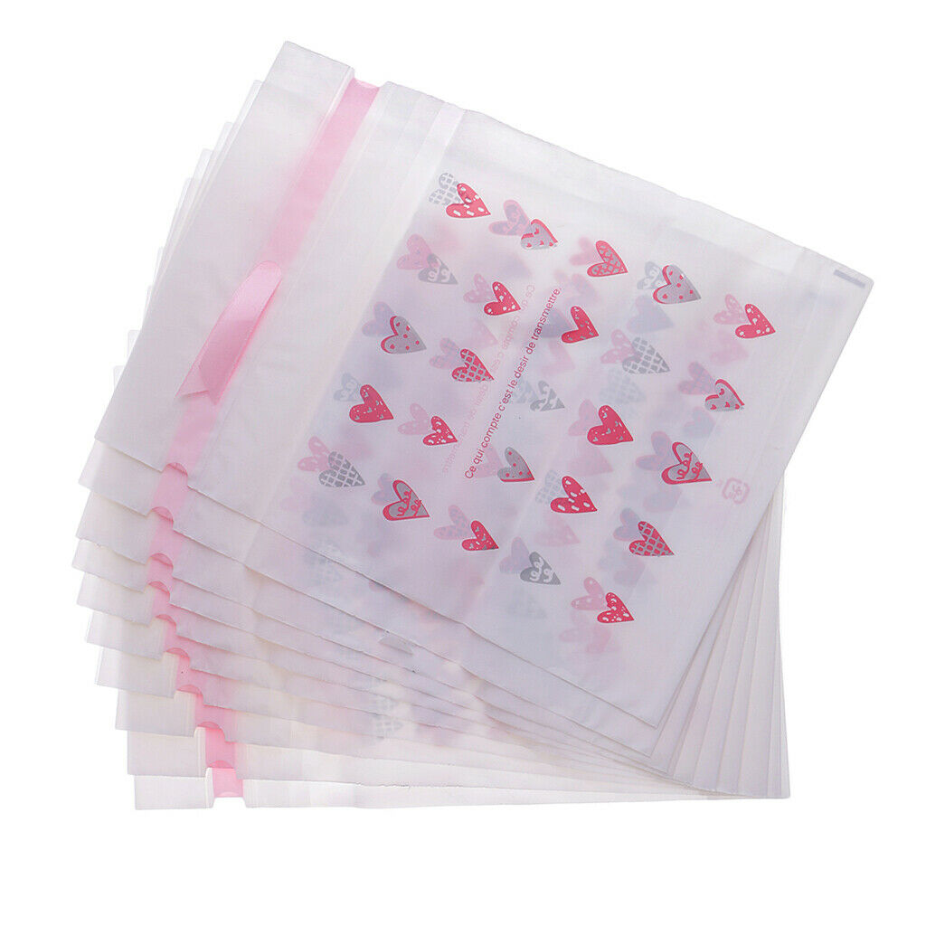 10 Pcs Pink Heart Favor Bags Drawstring Pouch Jewelry Wedding Party Bags