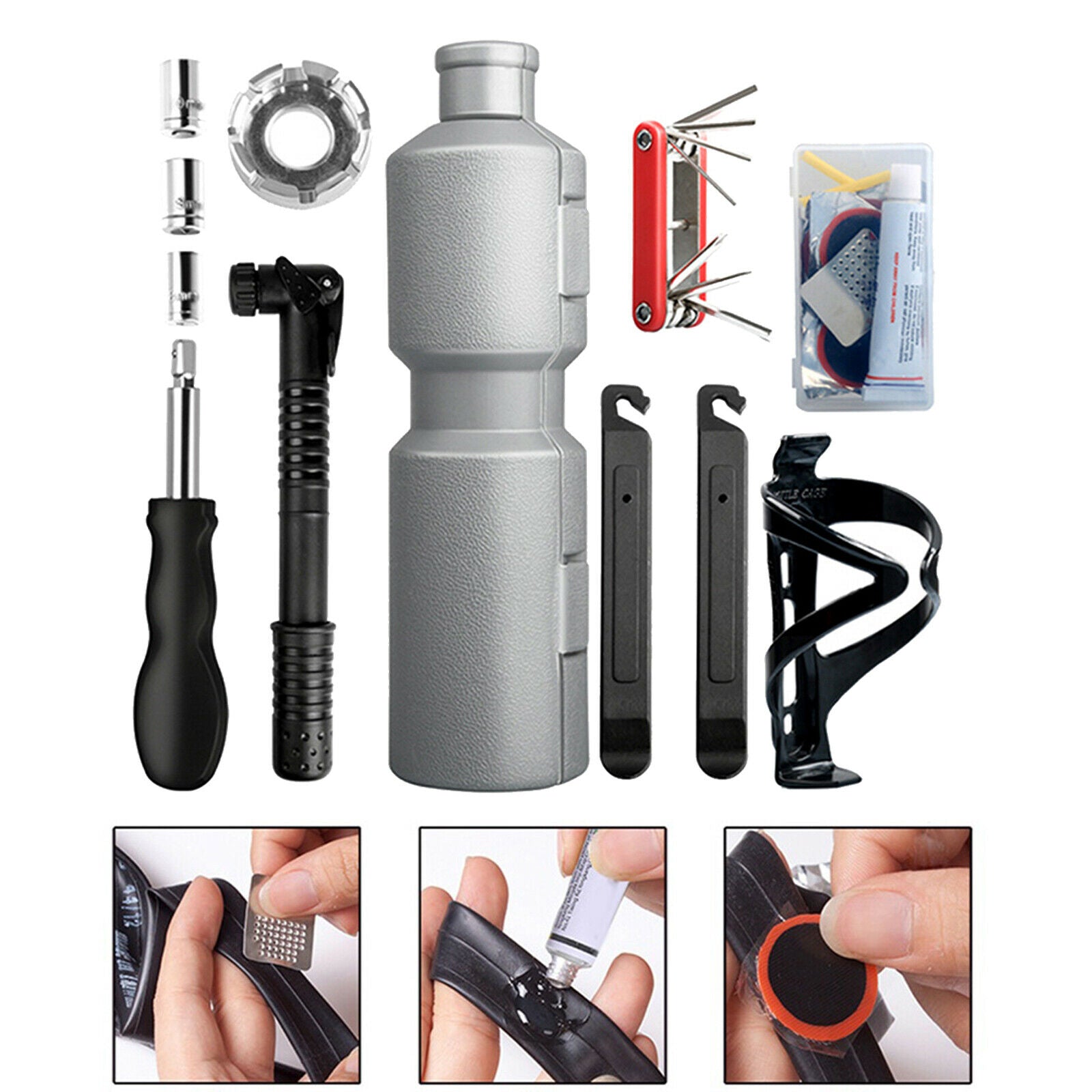 Bike Repair Tools Outdoor Tire Lever Puncture Repairing Handy Fixed Set