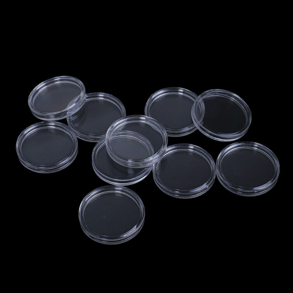 10Pcs 33mm plastic round applied clear cases coin storage capsules holde Lt