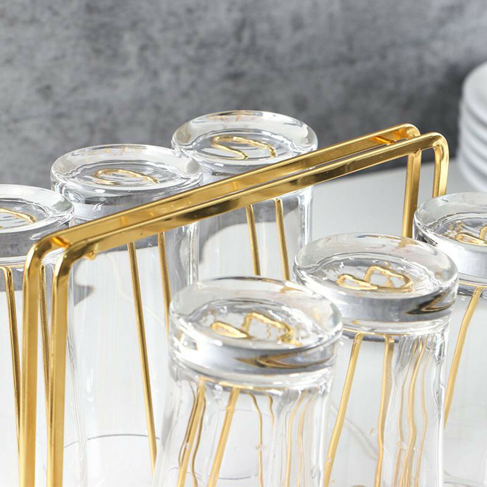 Minimalist Golden Mug Drying Rack Drainer Holder Mugs Glasses Organizer