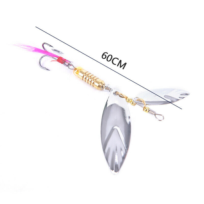 Metal Sliver Rotating Sequins Spoon Lure Spinner Fishing Hard Bait With F.l8
