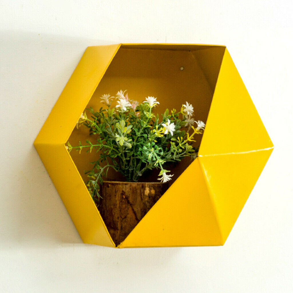 Wall-mounted Iron Flower Stand  Pot Rack Restaurant Shop Decor Yellow 30cm