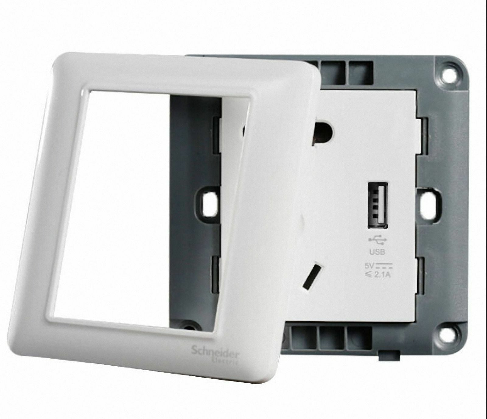 Schneider Electric USB Port Wall Socket Charger AC Power Receptacle Outlet Plate