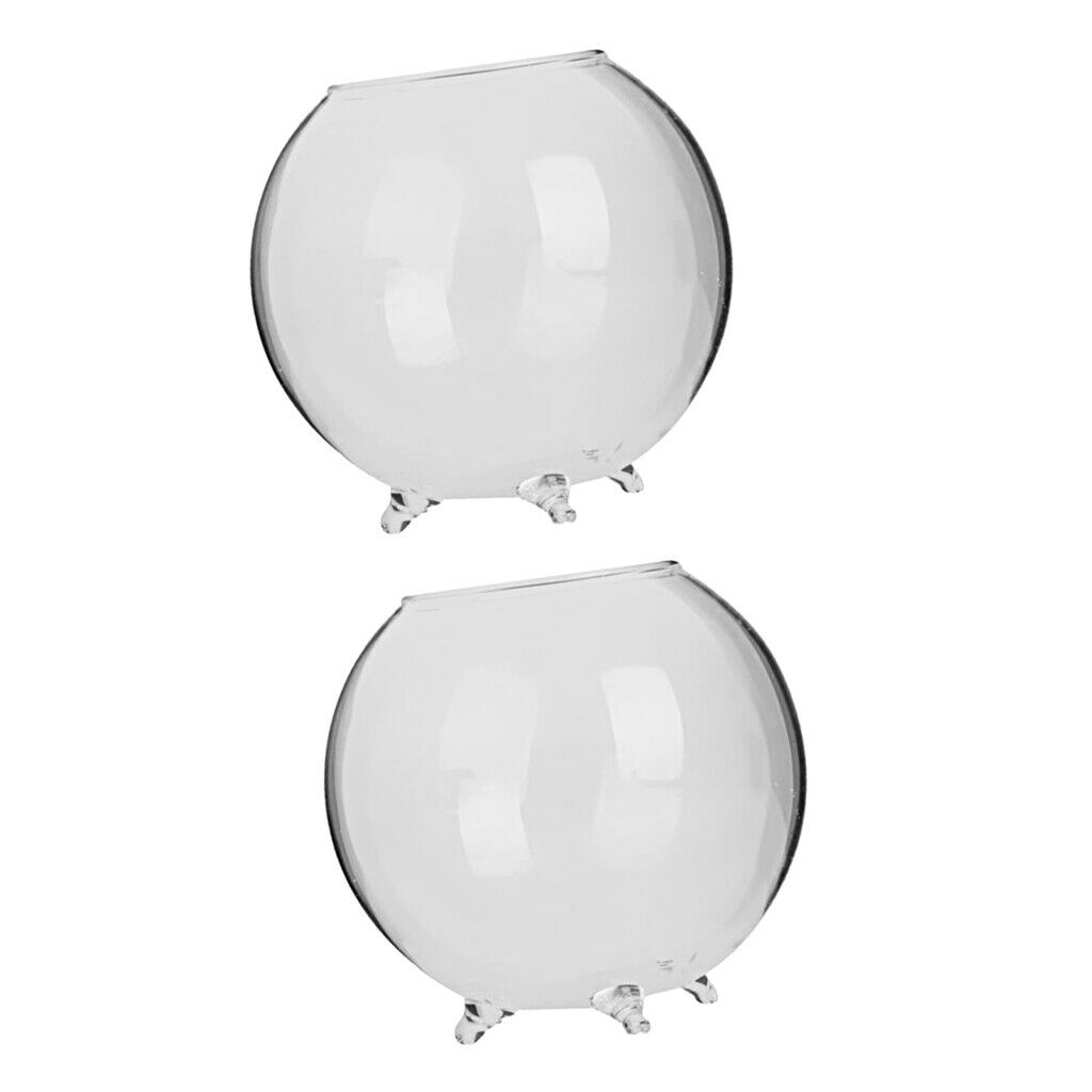 2 Pieces 8cm Ball Clear Glass Flowers Vase Bottle Micro Landscape Fairy Garden