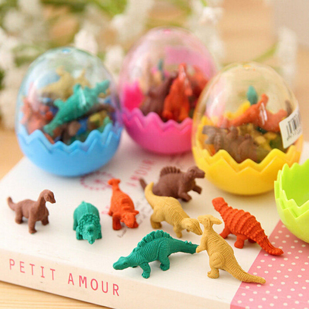 8X Dinosaurs Egg Pencil Rubber Eraser Students Office Stationery Kid To.l8