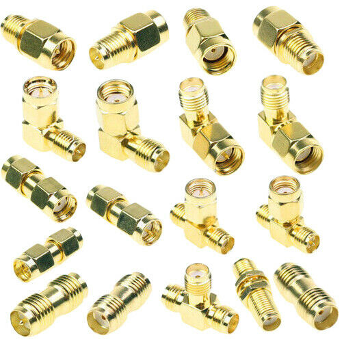 18pcs Different Type SMA Connectors, SMA Kits Connector Converter Adapter