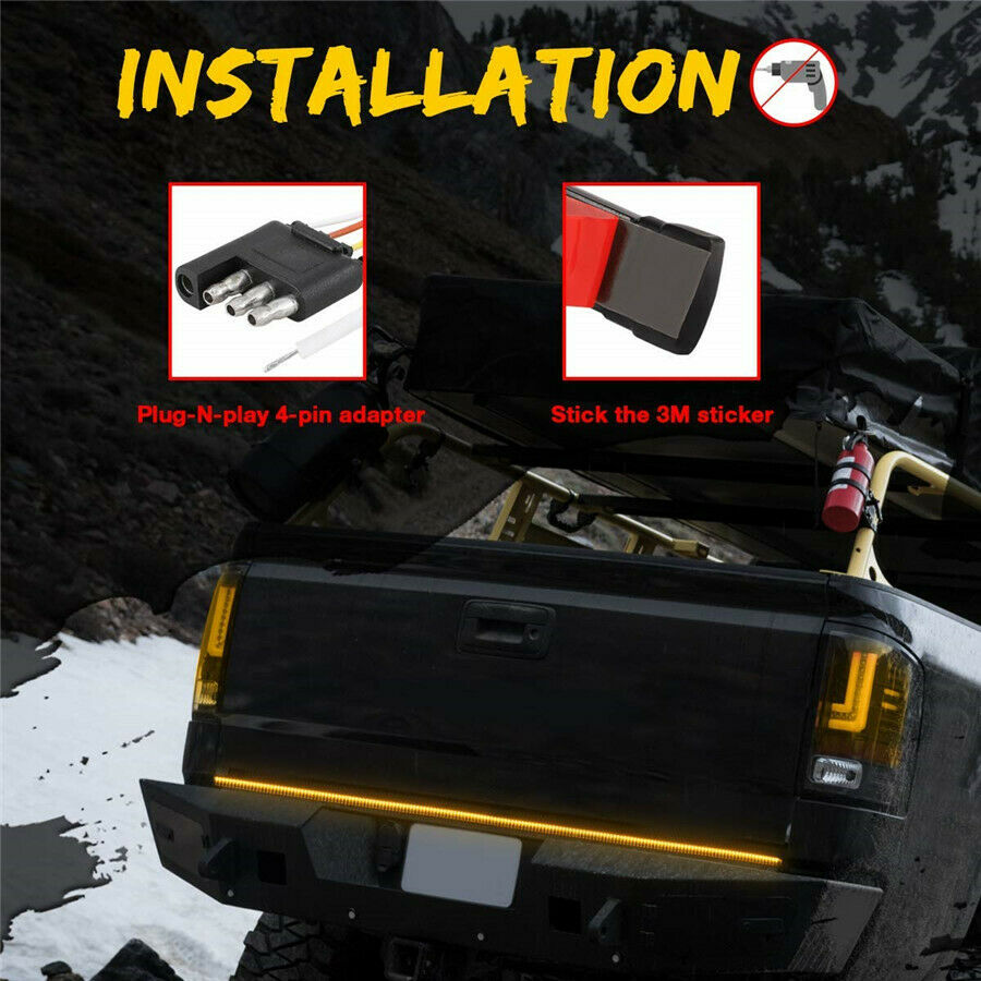 60" Triple Row LED Tailgate Light Bar 5 modes Reverse Brake Turn Signal light