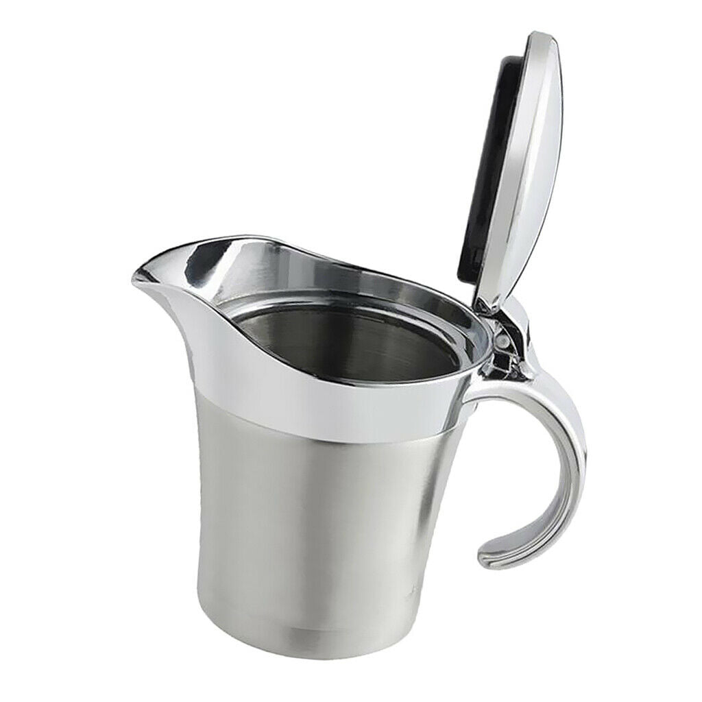 Stainless Steel Double Insulated Gravy Boat / Sauce Jug - with Hinged Lid  34