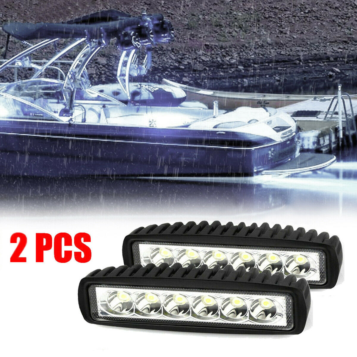 2x Black Spreader LED Deck/Marine Lights for Boat Spot Light 18W waterproof