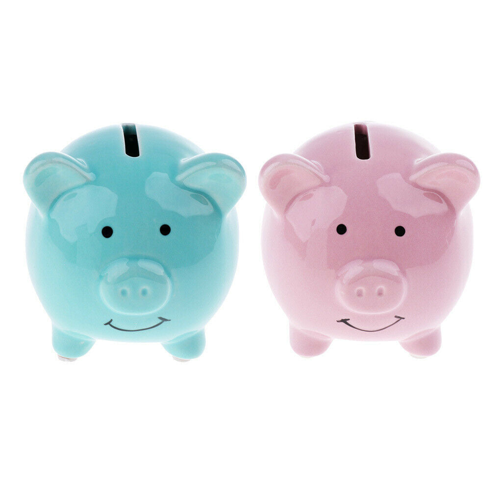 Adorable Ceramic Kids Piggy Bank Money Box Craft Funny Gift S-Pink Pig Shape