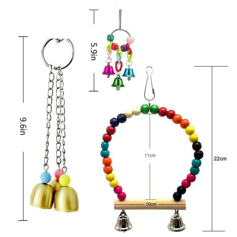 1X(6 Pack Bird Swing Toys-Parrot Hammock Bell Toys For Budgie,Parakeets, Coc4V9)