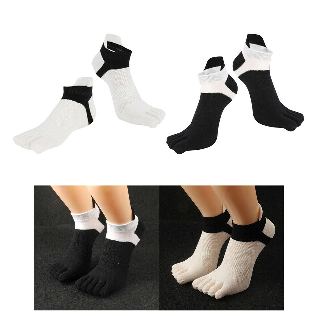 2 Pairs Toe Socks Net Sweat Absorb No Show Sports Yoga Crew Socks Hosiery