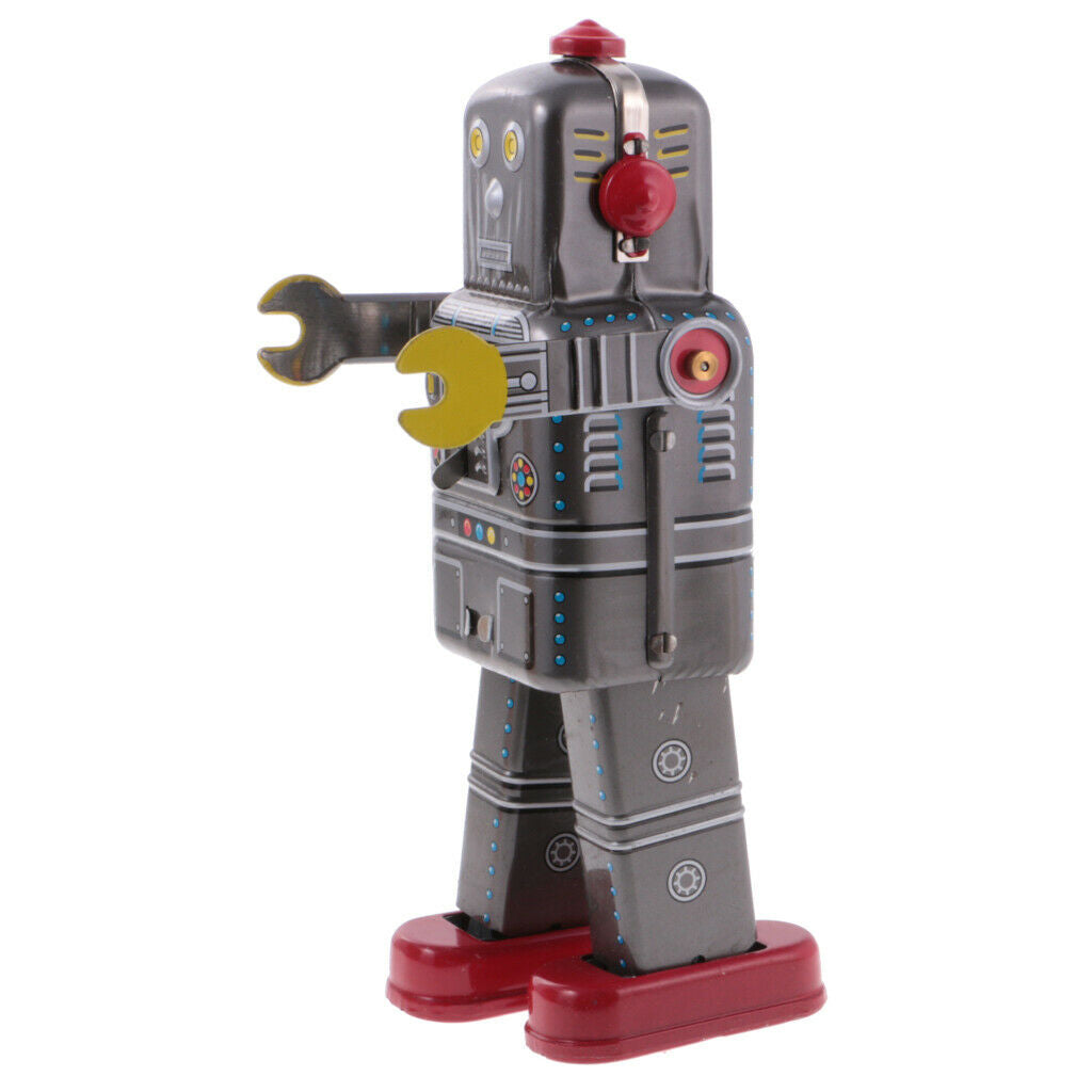 Old-fashioned Wind Up Walking Robot Mechanical Clockwork Tin Toys Gift MS439
