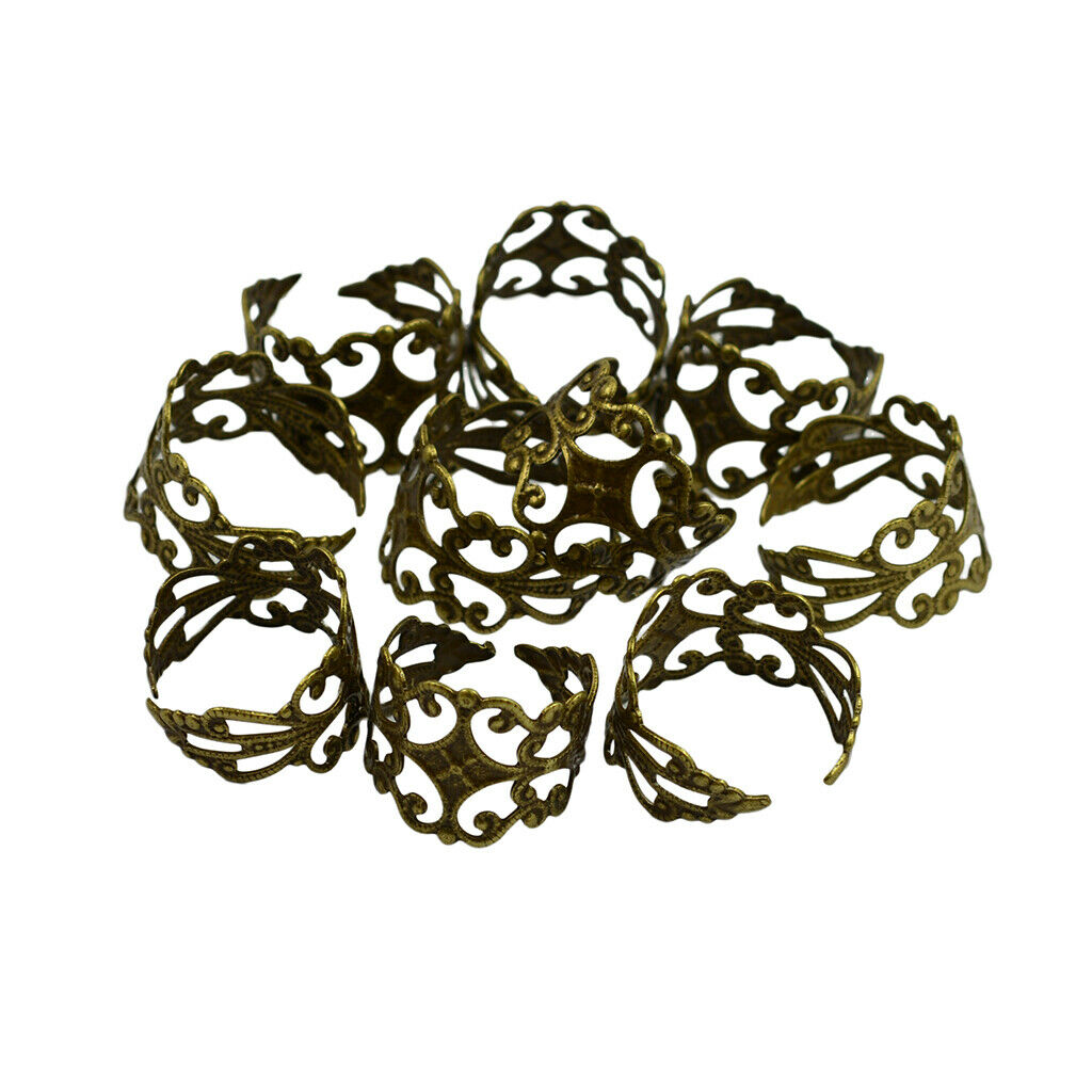 30x Filigree Finger Ring Cabochon Brass Base Findings Supplies 3 Colors