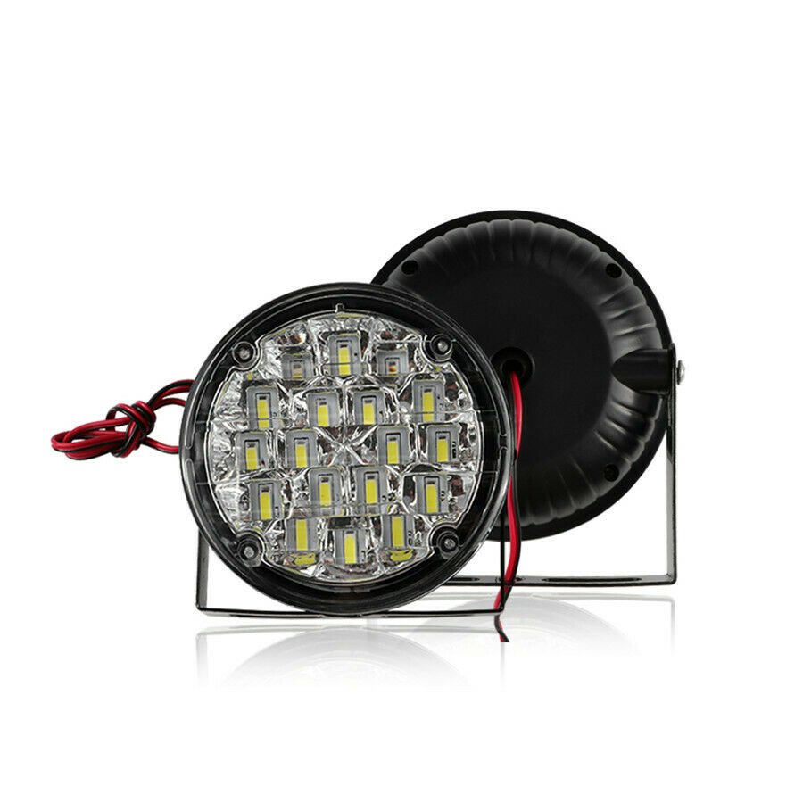 Pair 3.3'' Round LED Fog Light 18W Flood Offroad Driving Work 4x4 Truck SUV